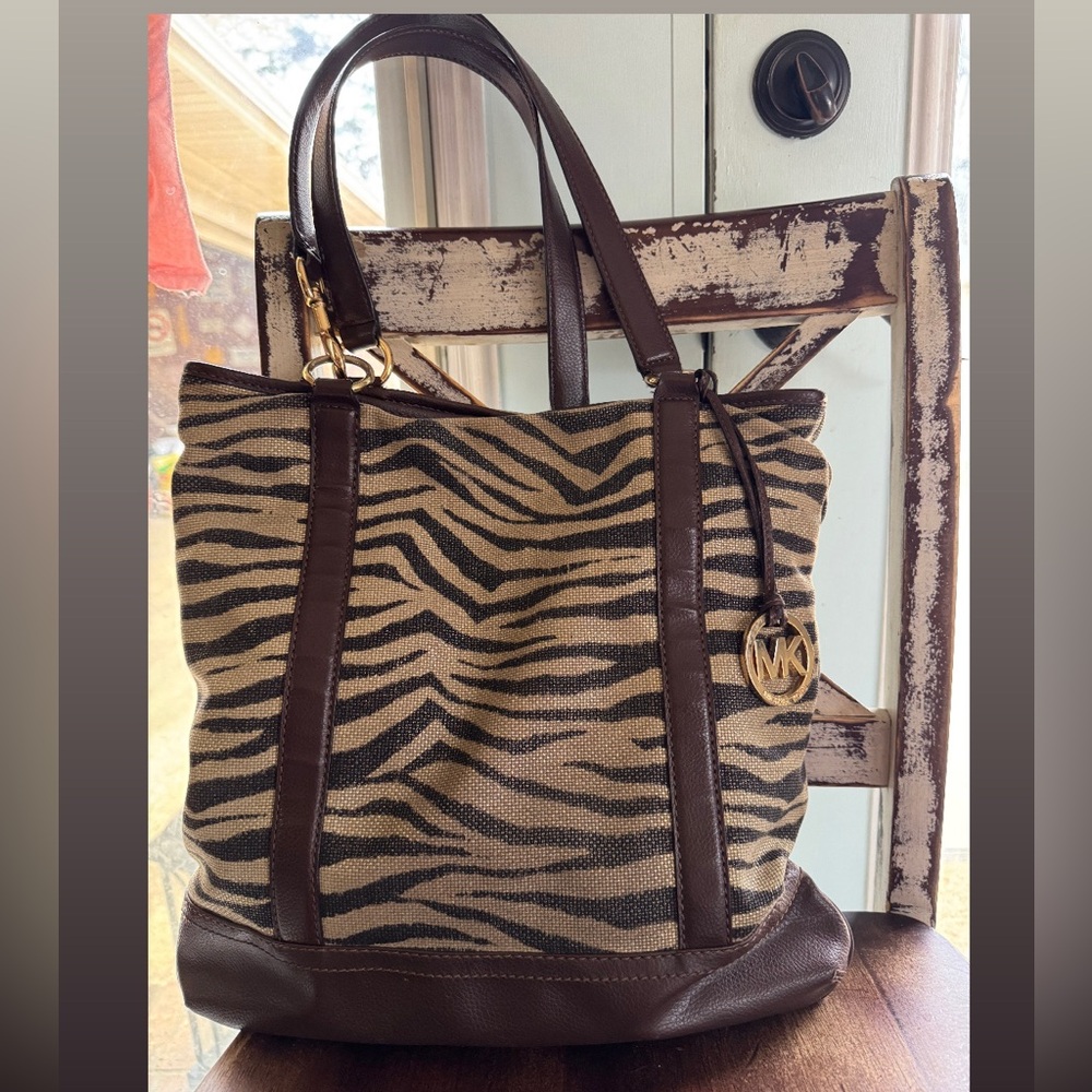 Michael Kors Brown Zebra Print Tote Bag